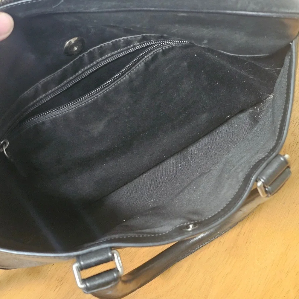 Coach‎ Black Leather Briefcase Laptop Commuter Work Bag Career Academia Travel
